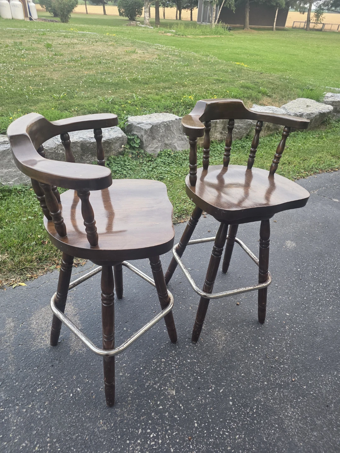 Wooden Swivel Bar Stools (Set of 2) - photo 2