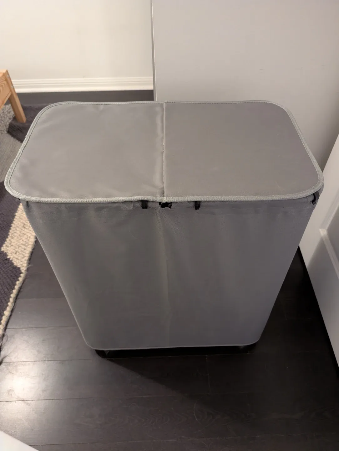 Grey Double Laundry Hamper with Wheels
