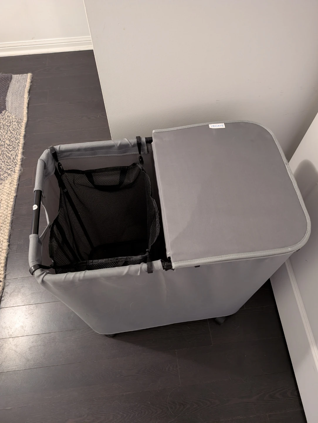Grey Double Laundry Hamper with Wheels - photo 2