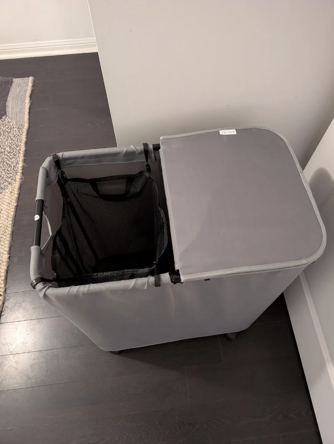 Grey Double Laundry Hamper with Wheels - photo 2