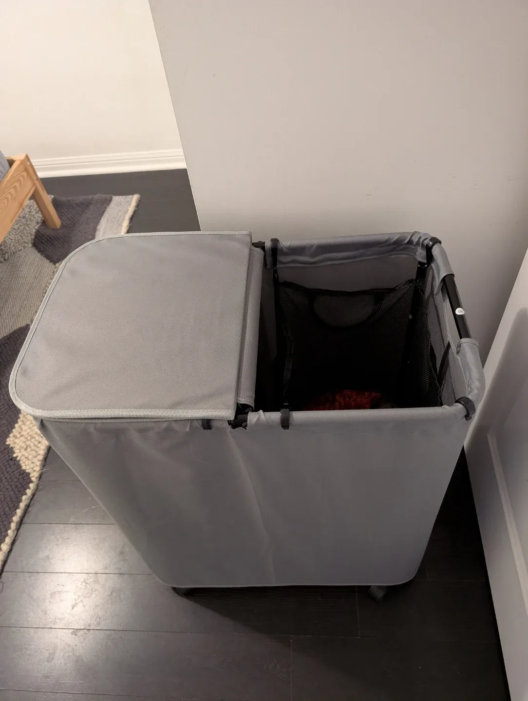 Grey Double Laundry Hamper with Wheels - photo 3