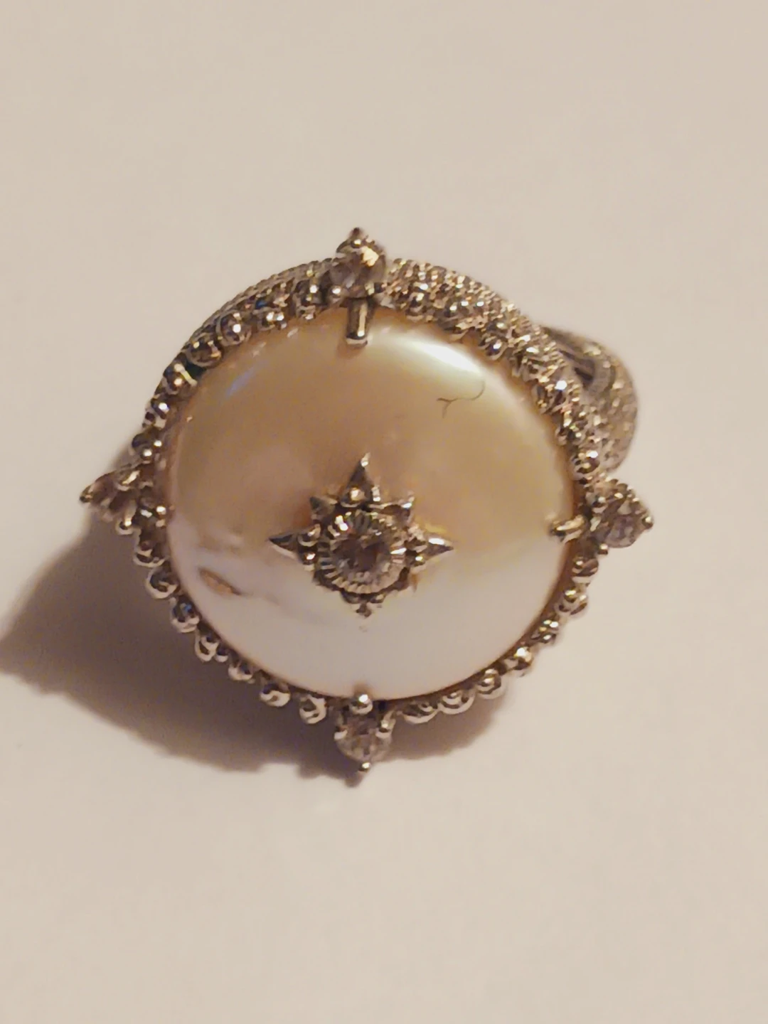 JUDITH RIPKA 925 STERLING PEARL SAPPHIRE & DIAMOND COCKTAIL RING - photo 2
