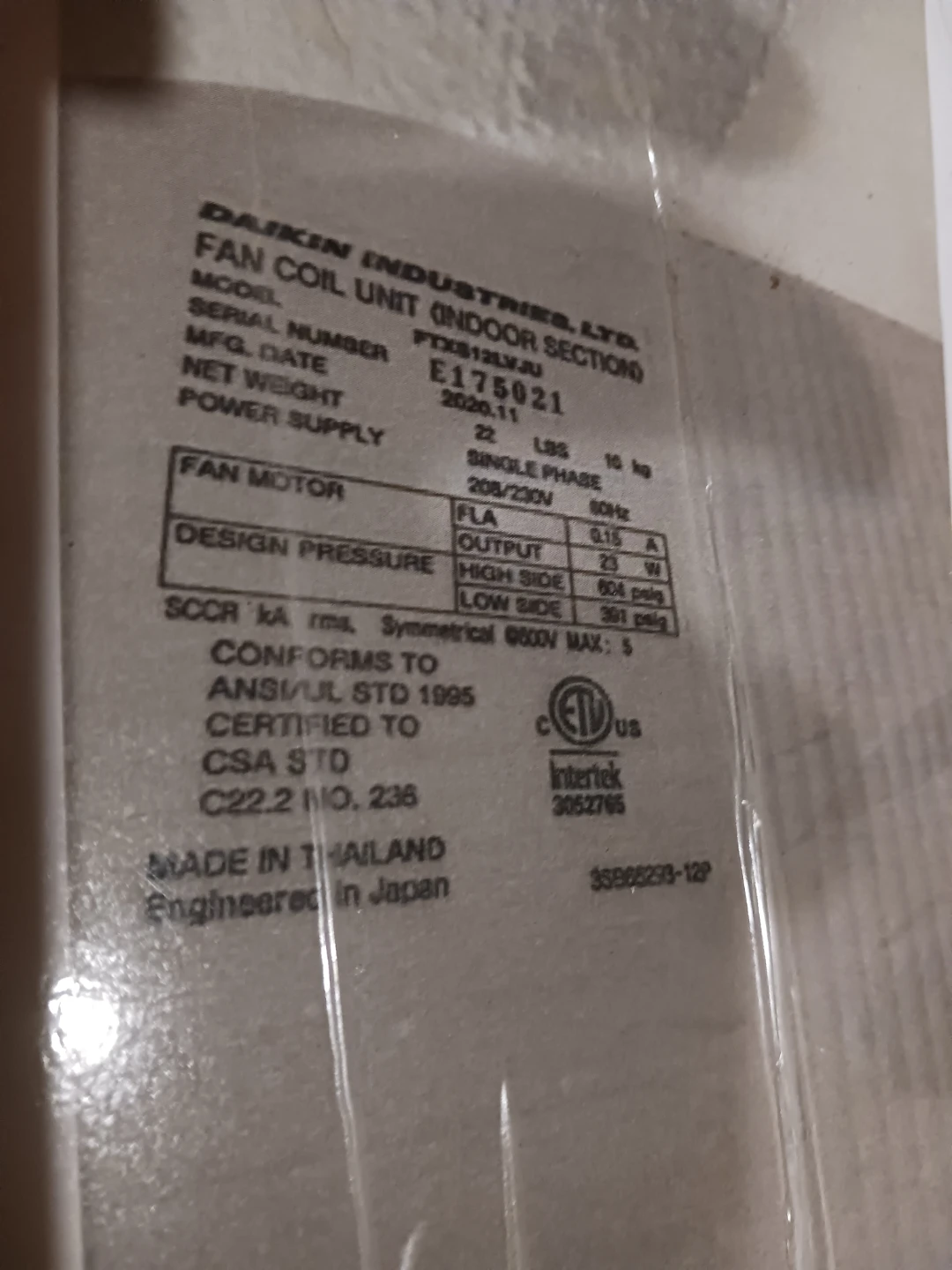 Daikin FTXS12LVJU Inverter Air Conditioner Indoor Unit - photo 4