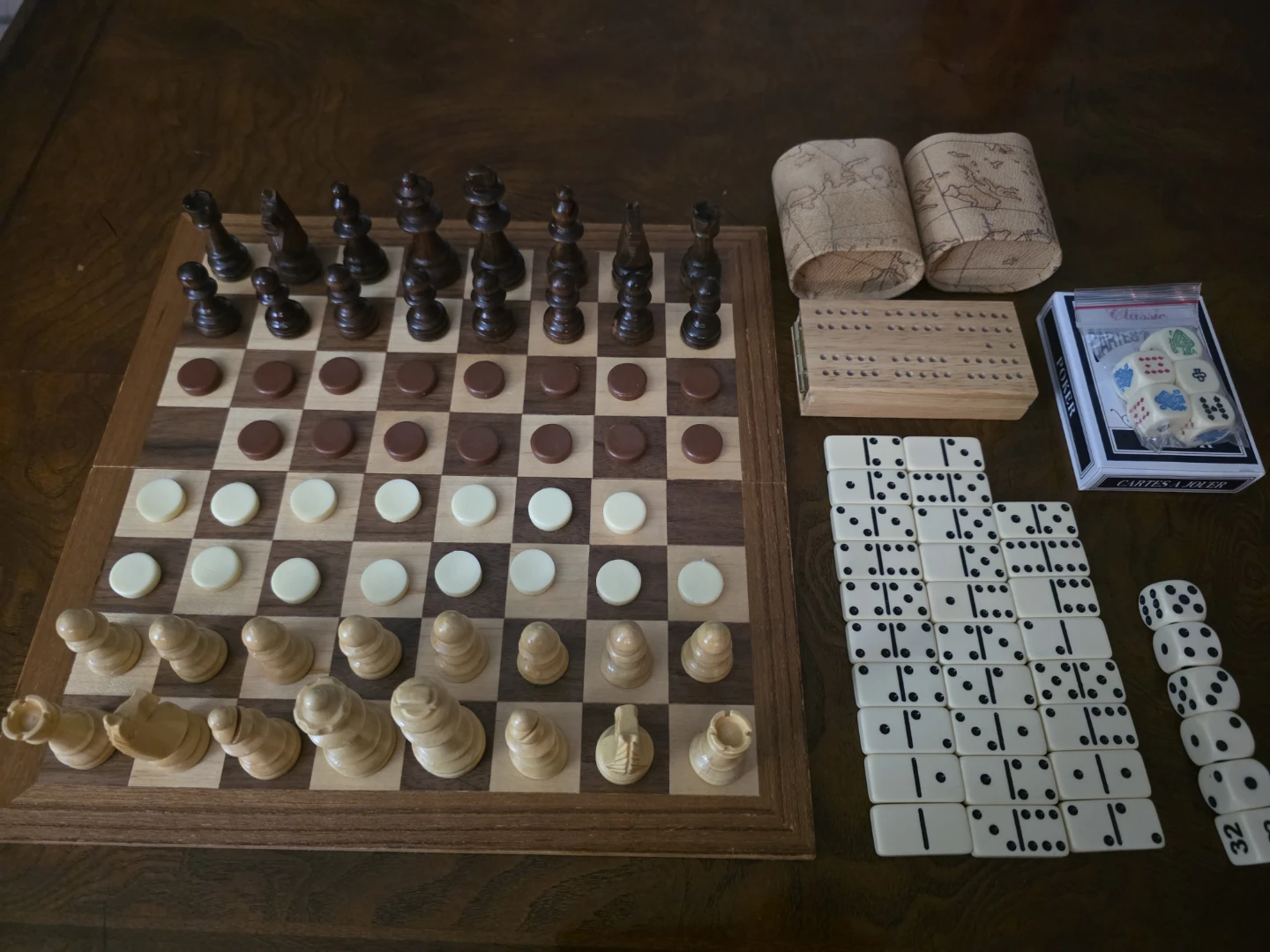A game set of 6-in-1 games (chess, backgammon, dominoes - photo 2