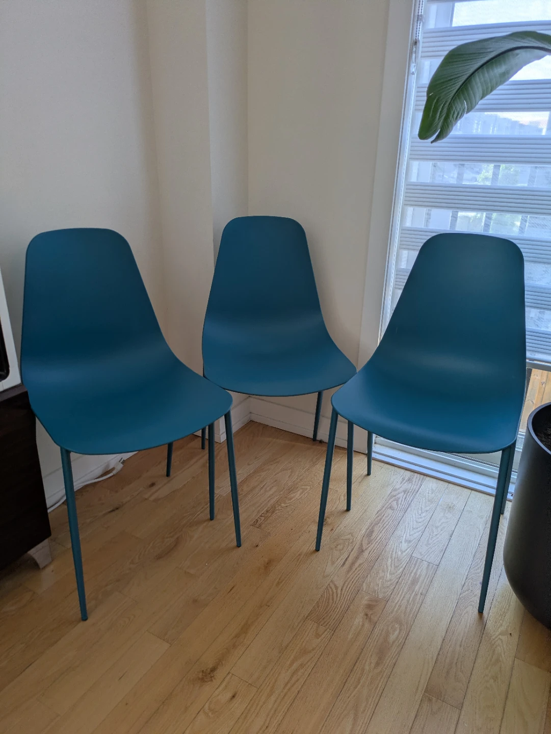 Article Blue Plastic Dining Chairs (Set of 3)