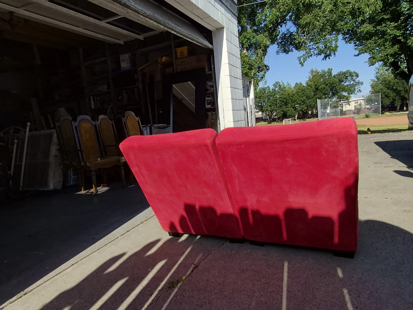 Red Tufted Chaise Lounge Chairs (Pair) - photo 3