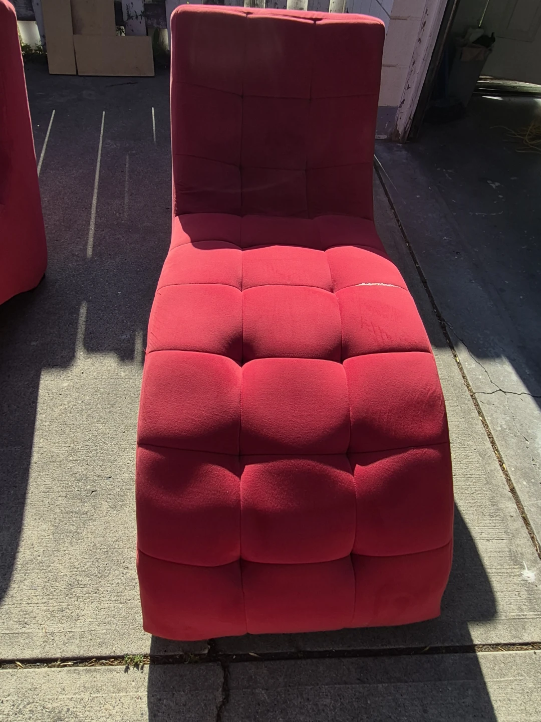 Red Tufted Chaise Lounge Chairs (Pair) - photo 5