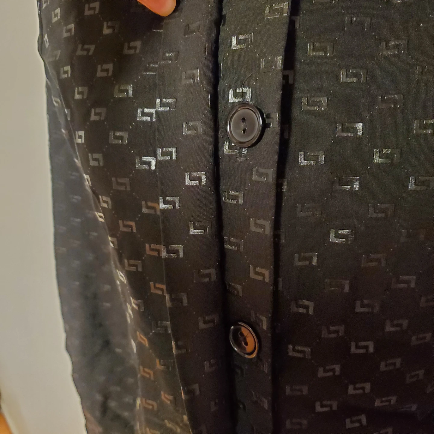 Black patterned button-up jacket - photo 3