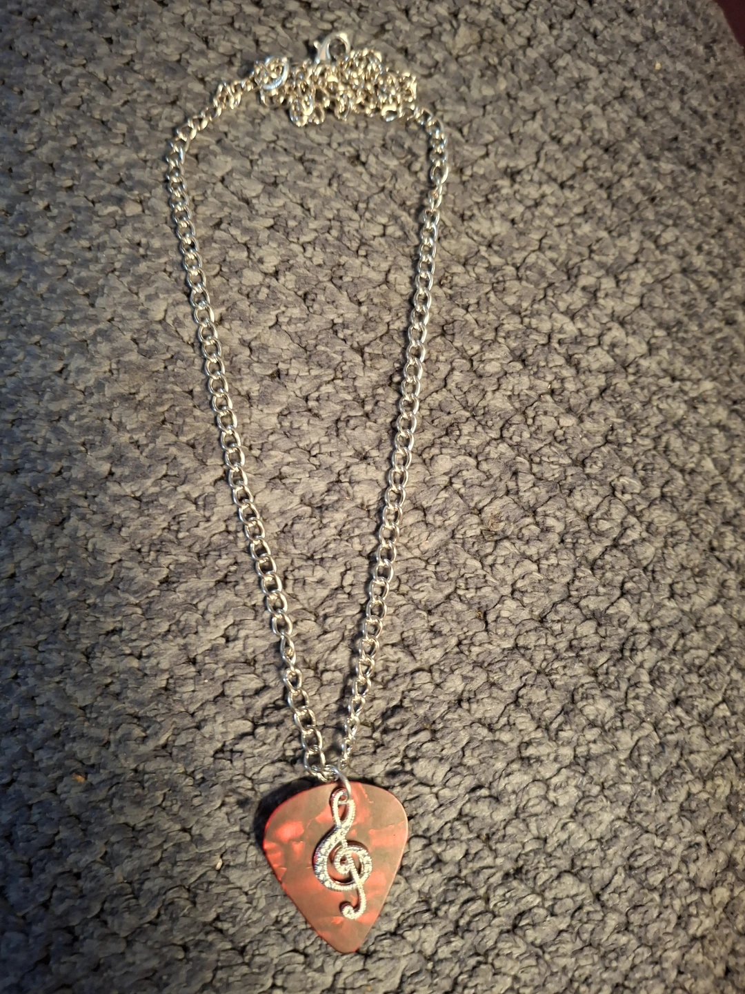 Guitar Pick Necklace with Treble Clef Charm - photo 3