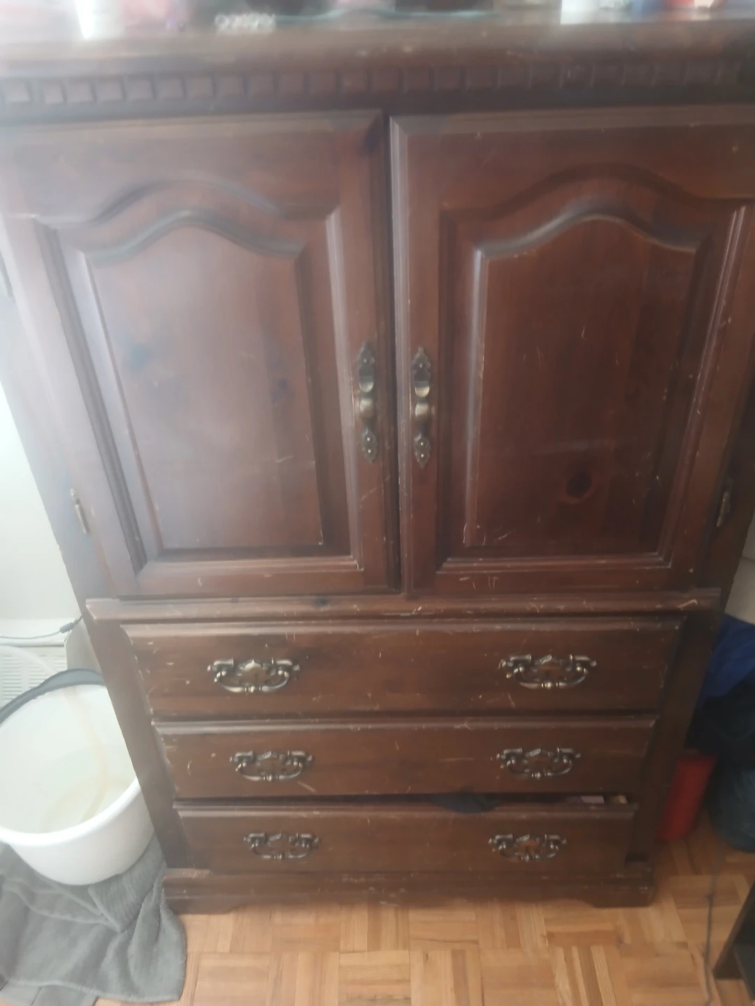 Wooden Armoire with Drawers