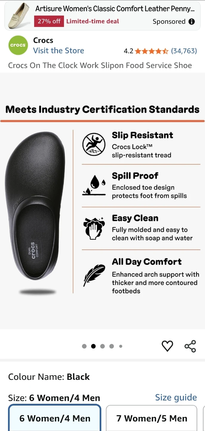 Crocs On The Clock Work Slip-On Shoes - Black - photo 2