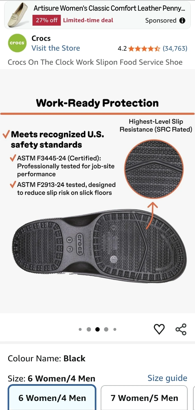 Crocs On The Clock Work Slip-On Shoes - Black - photo 3