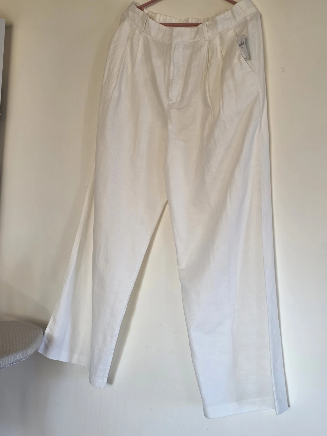 New GAP White Linen Cotton Wide Leg Pants