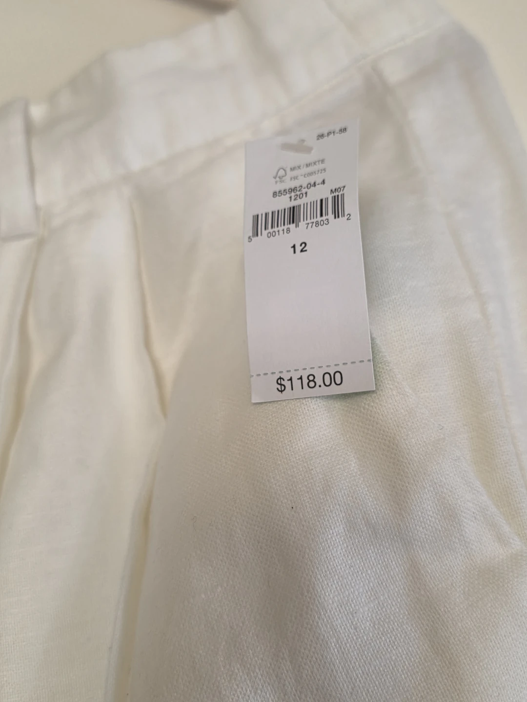 New GAP White Linen Cotton Wide Leg Pants - photo 5