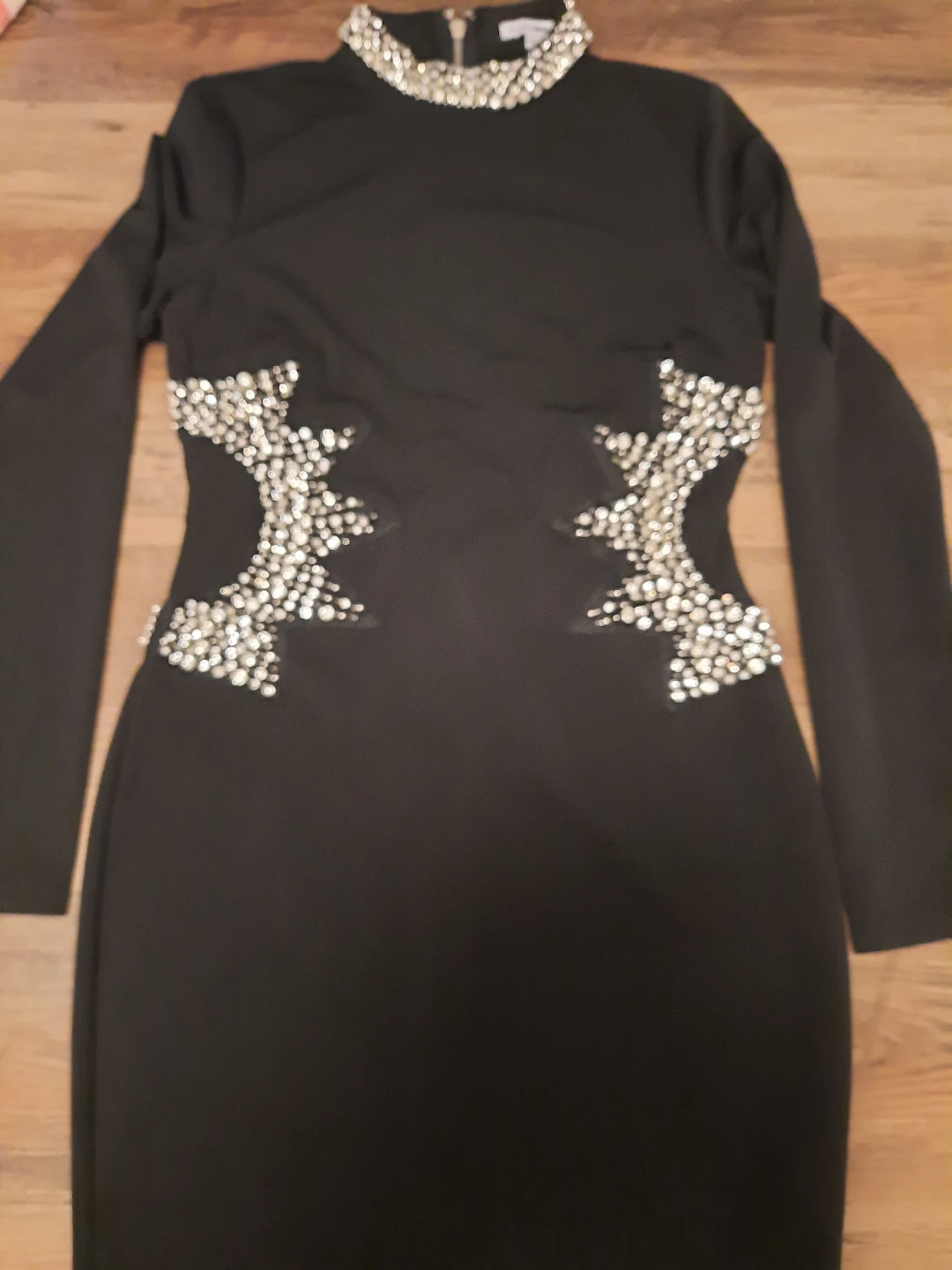 Fashion Nova Black Beaded Collar Long Sleeve Dress XL - photo 3