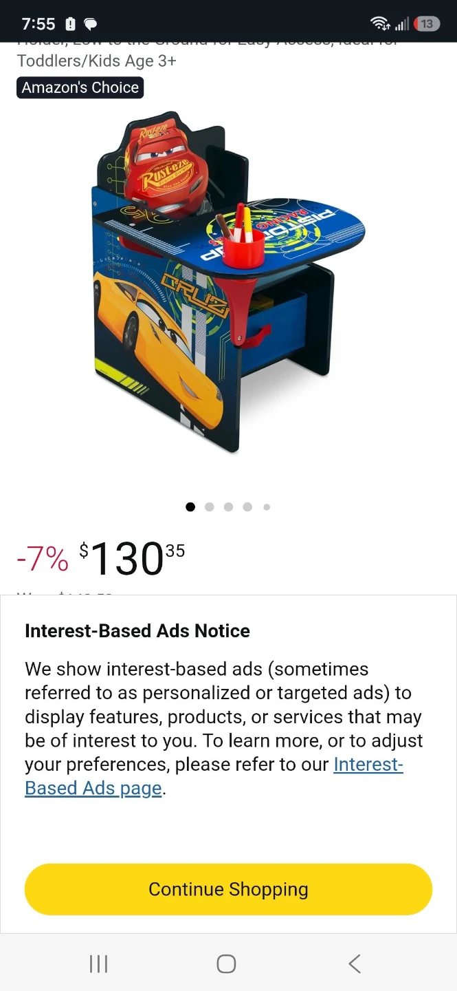 Lightning McQueen kids desk BNIB