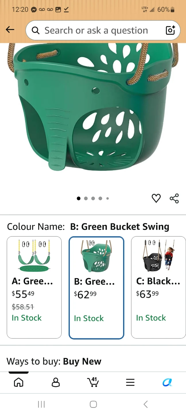 Dolibest Outdoor/Indoor Bucket Swing - Elephant Green - photo 2