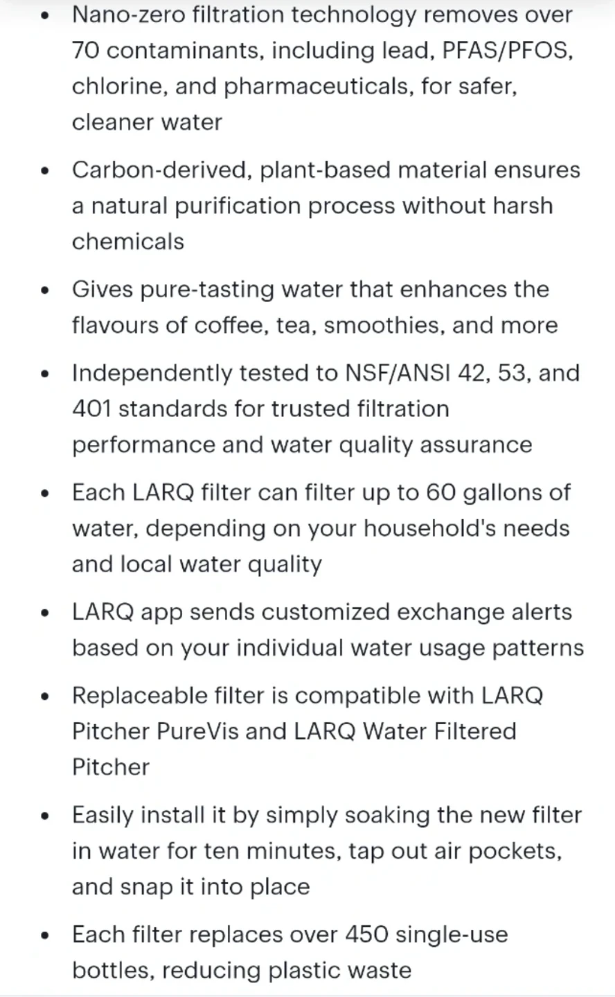 LARQ PurVis Pitcher Advanced Filter Refills (60 Gallon) - photo 3