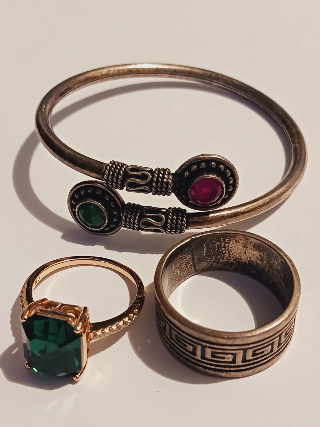 Lot of Sterling Silver 925 Rings and Bangle Bracelet - photo 3