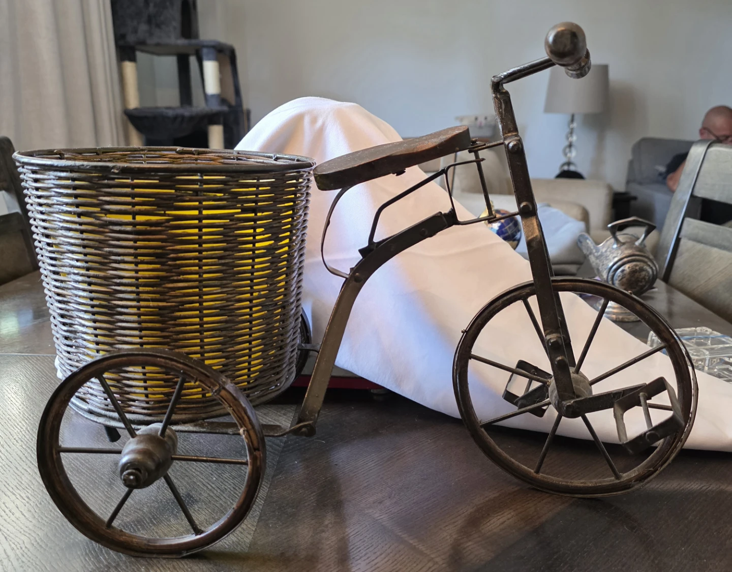 Vintage Metal & Wood Tricycle Bicycle Plant Stand/wicker basket