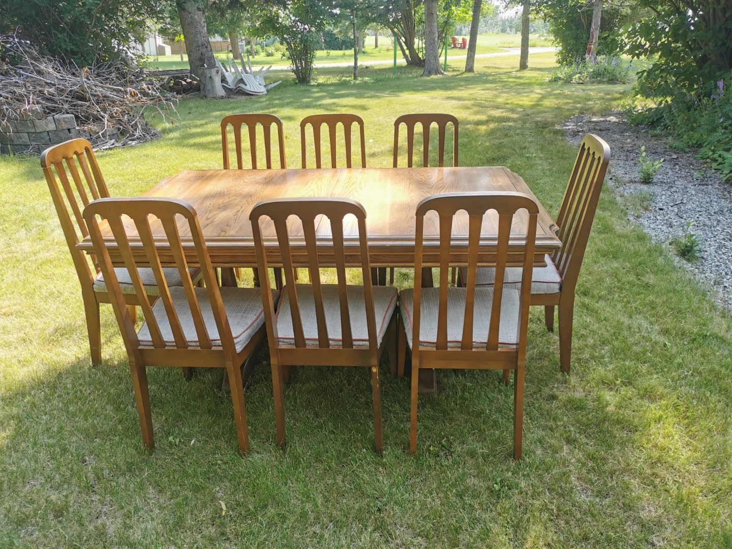 Vintage Canadian Walnut Dining Set | Expandable Table & 8 Chairs