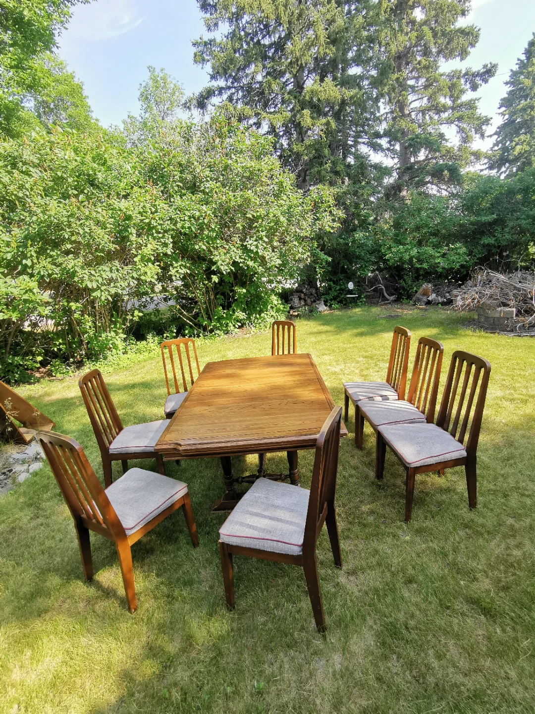 Vintage Canadian Walnut Dining Set | Expandable Table & 8 Chairs - photo 3