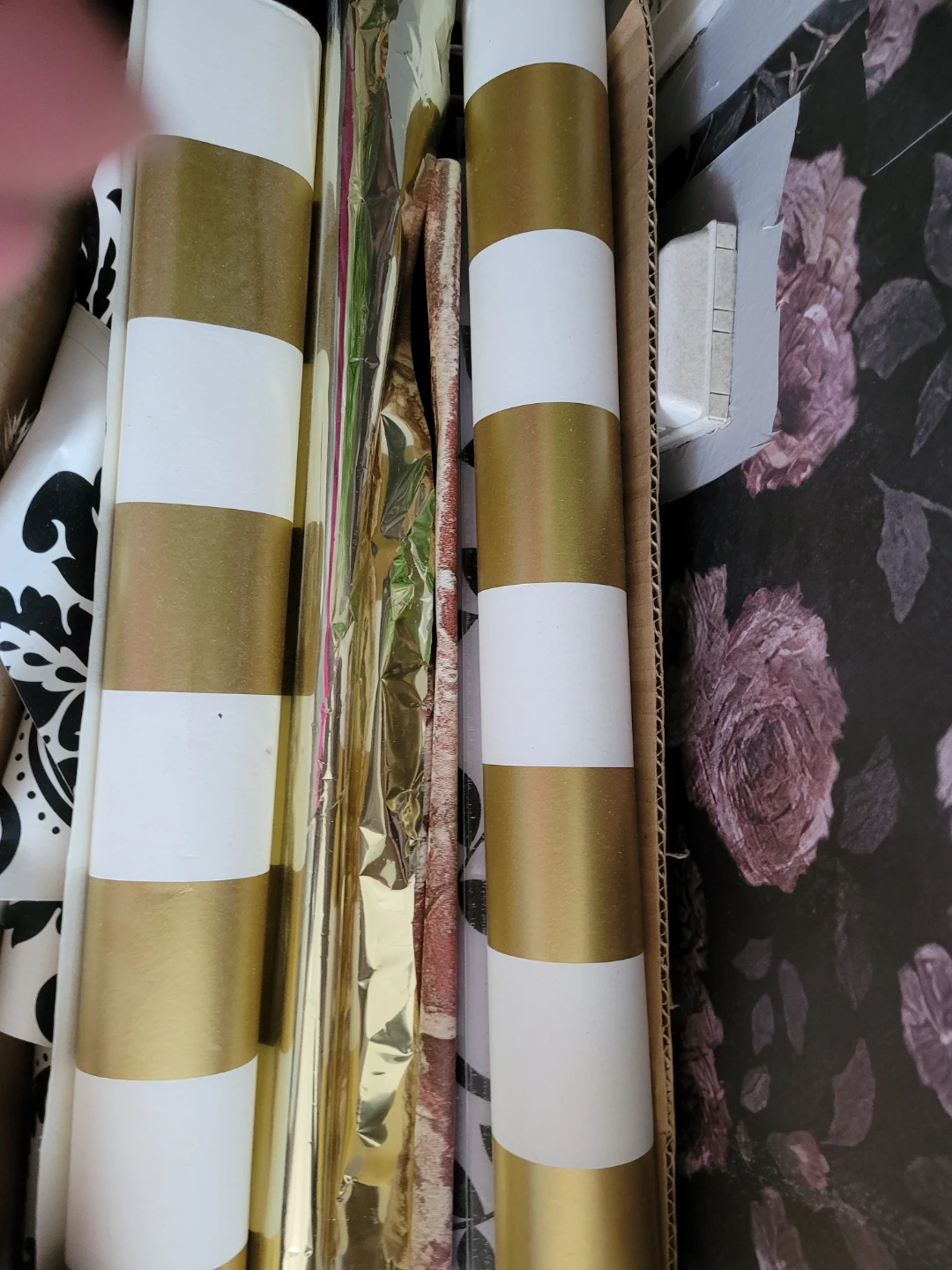 Gold and White Striped Wall Paper