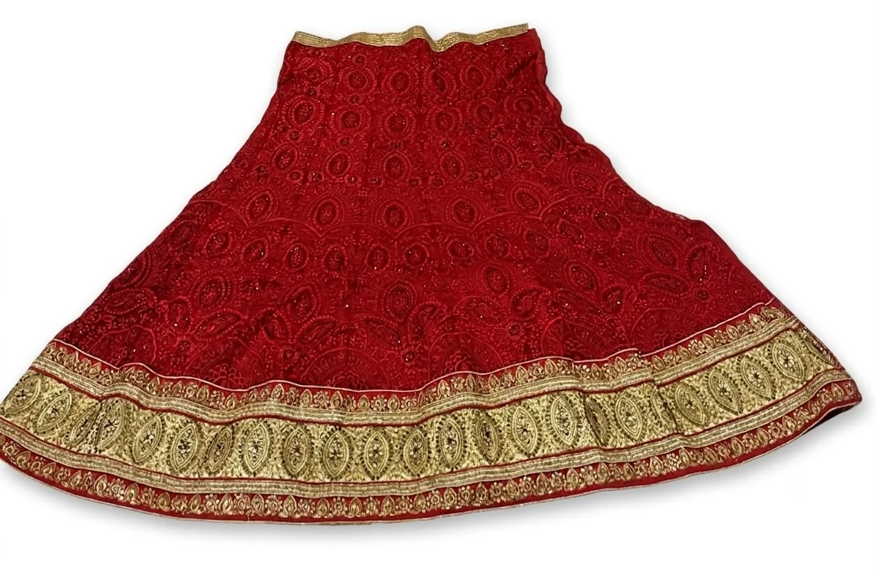 Red Indian Lehenga Skirt and Dupatta Set - photo 3
