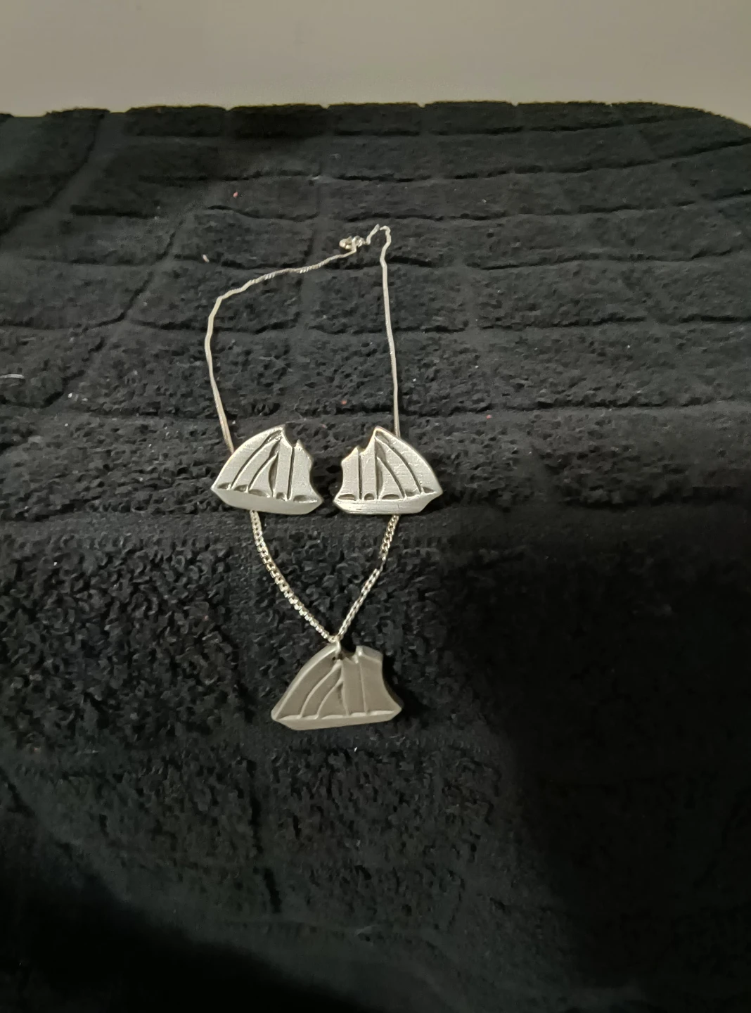 Amos Pewter Sailboat Necklace and Earrings Set - photo 3