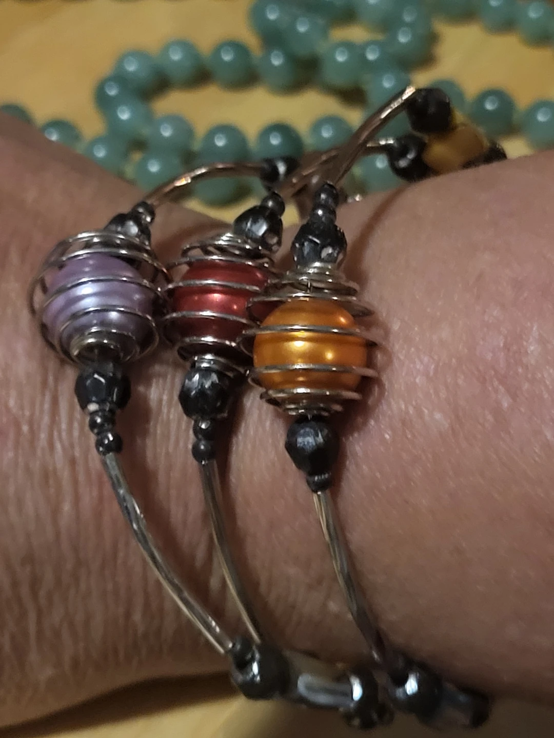 Set of 3 Coil Cage Beaded Bracelets - photo 5