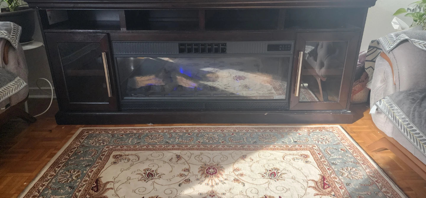 Dark Wood Media Console with Electric Fireplace - photo 3
