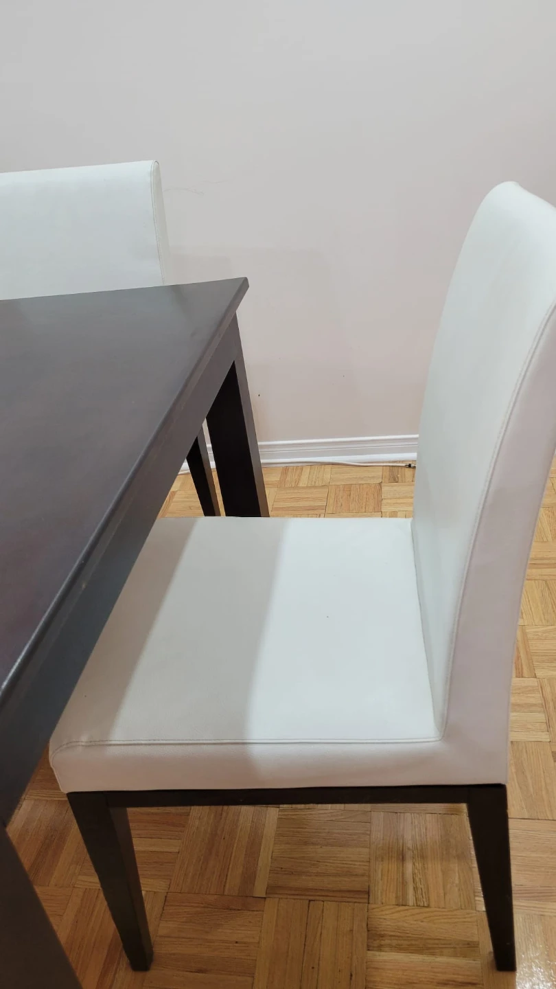 Dark Wood Dining Table with 6 White Chairs - photo 3