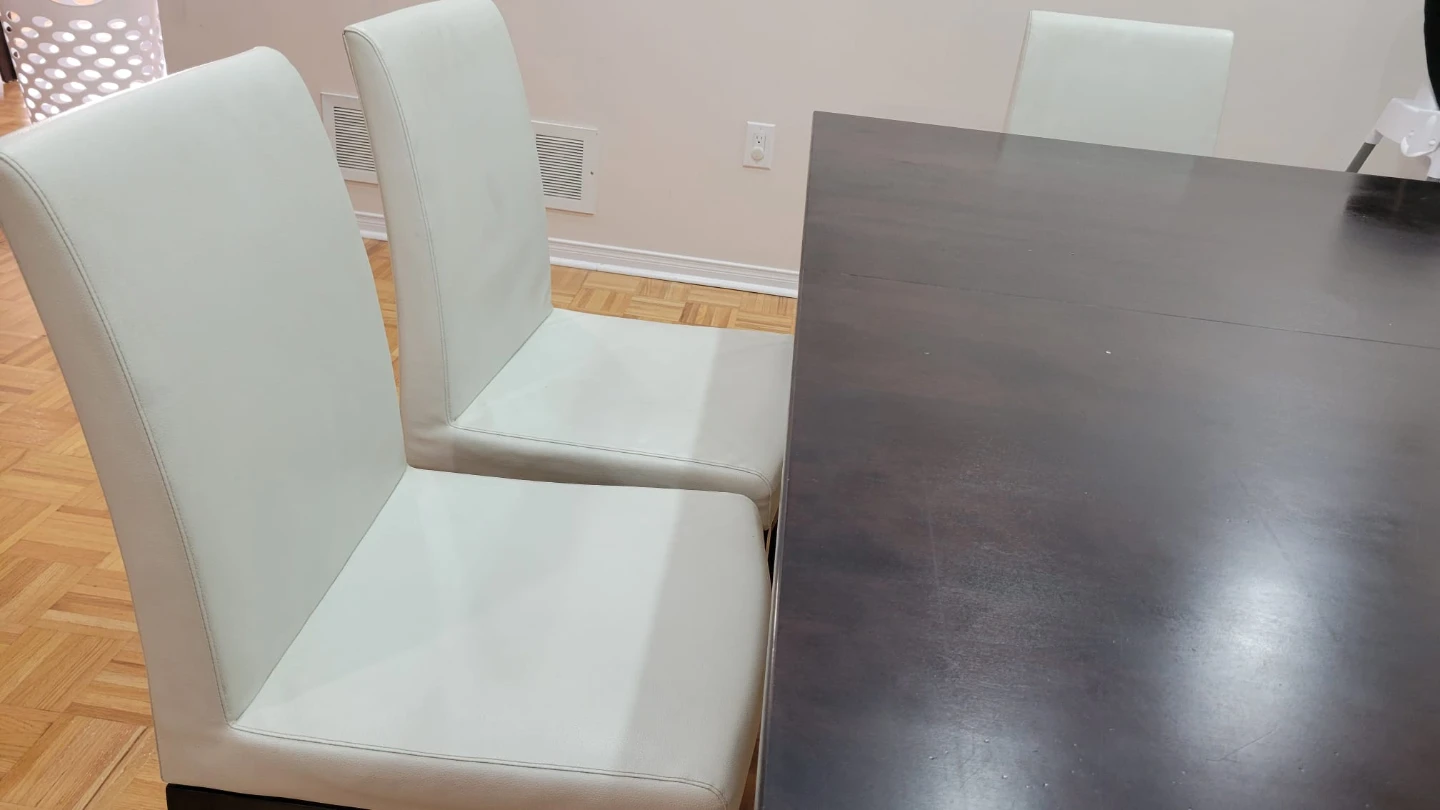 Dark Wood Dining Table with 6 White Chairs - photo 4