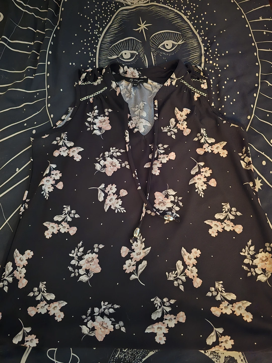 Black Floral Sleeveless Blouse - photo 2