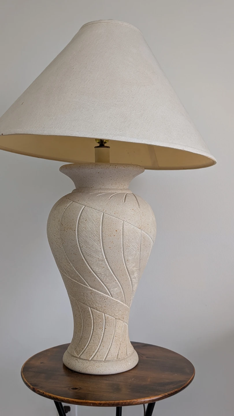 Large Matching Ceramic Table Lamps with Fabric Shades