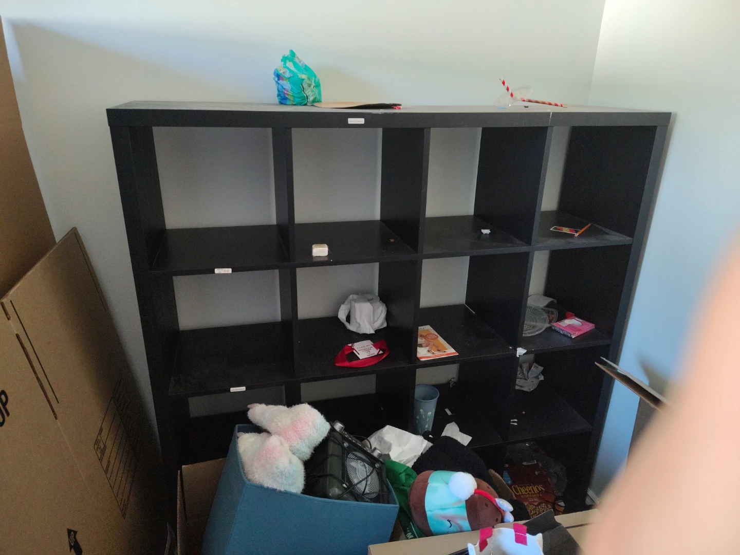 Black 16 Cube Storage Shelf Unit