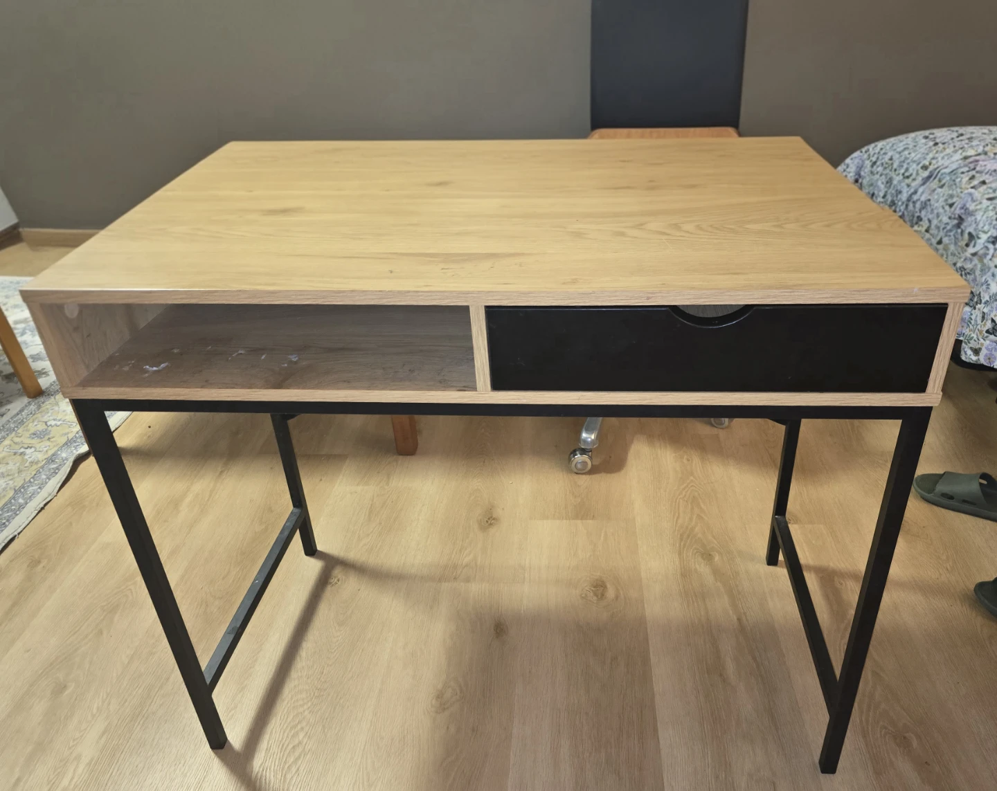 Wood and Metal Desk with Drawer - photo 3