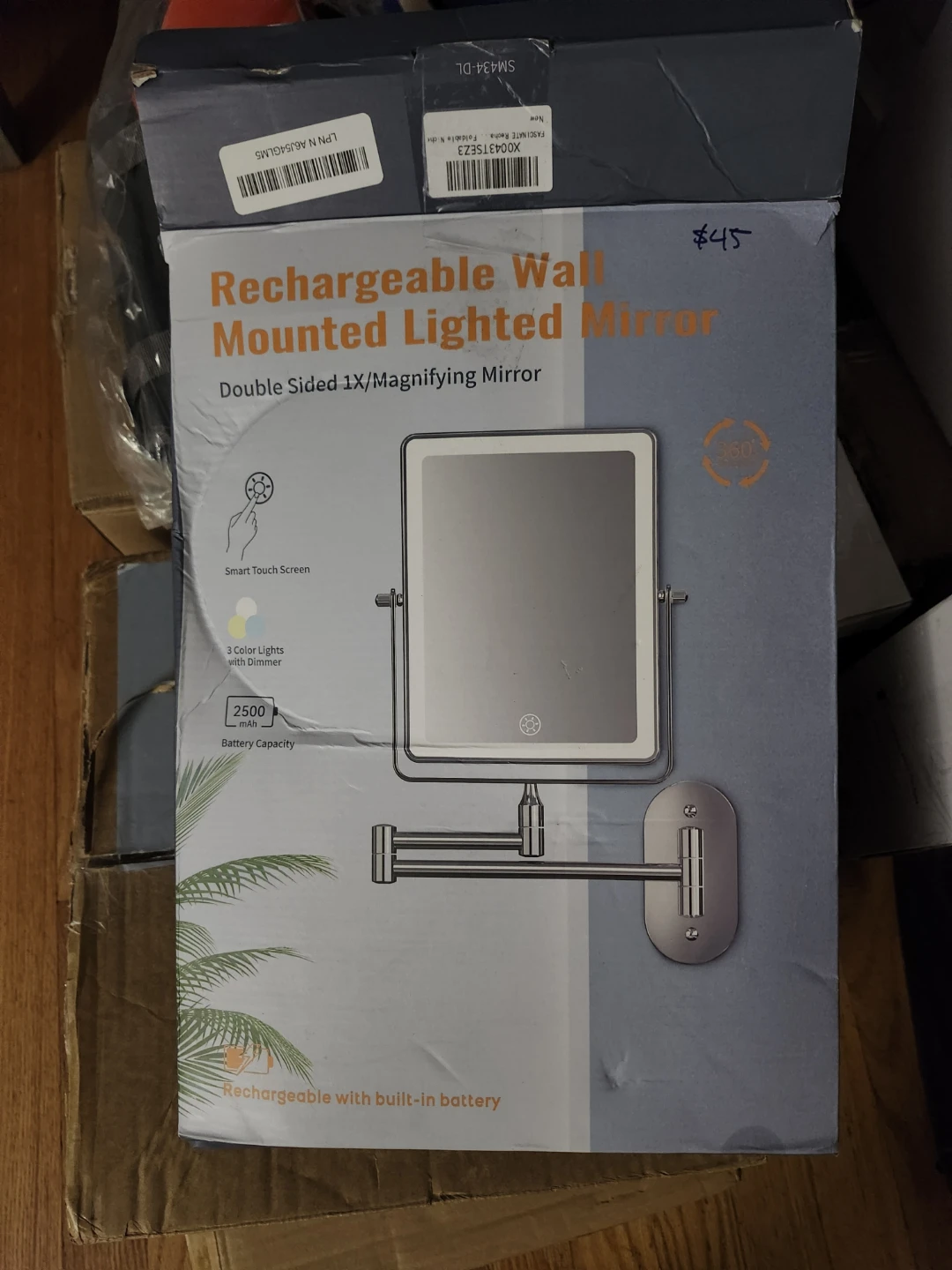 Rechargeable wall mounted lighted mirror  open Box New - photo 2