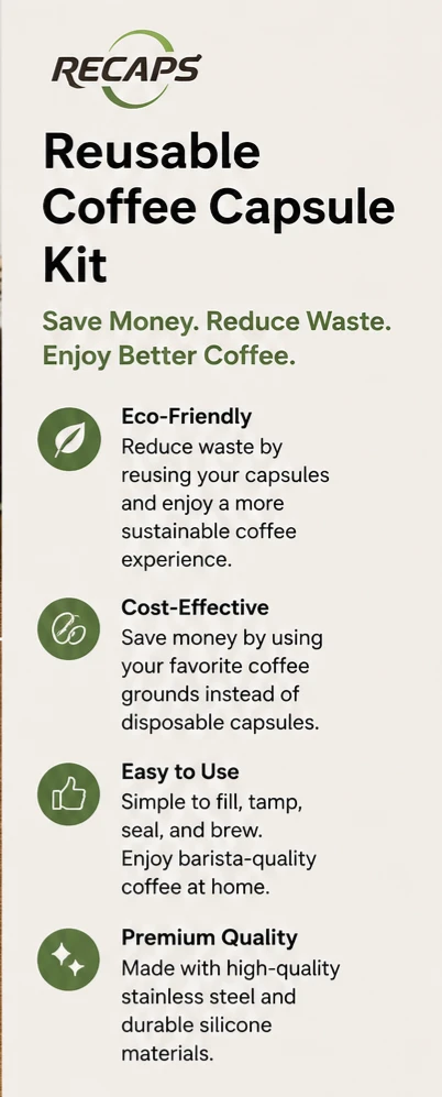RECAPS Reusable Coffee Capsule Kit for Nespresso Original Line - photo 2