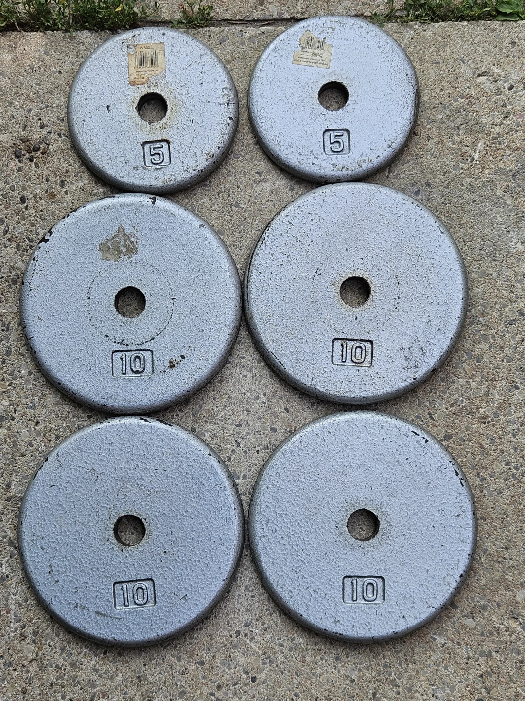 Set of 6 Weight Plates - 2x5lb, 4x10lb