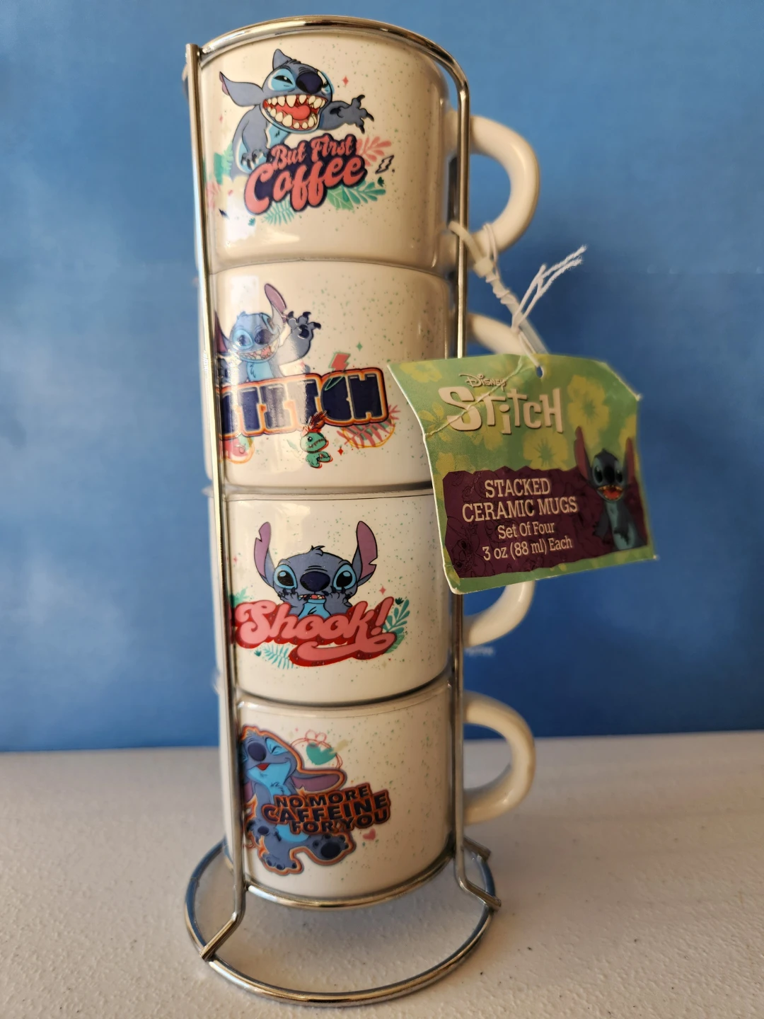 Disney Stitch Stacked Ceramic Mugs - Set of 4