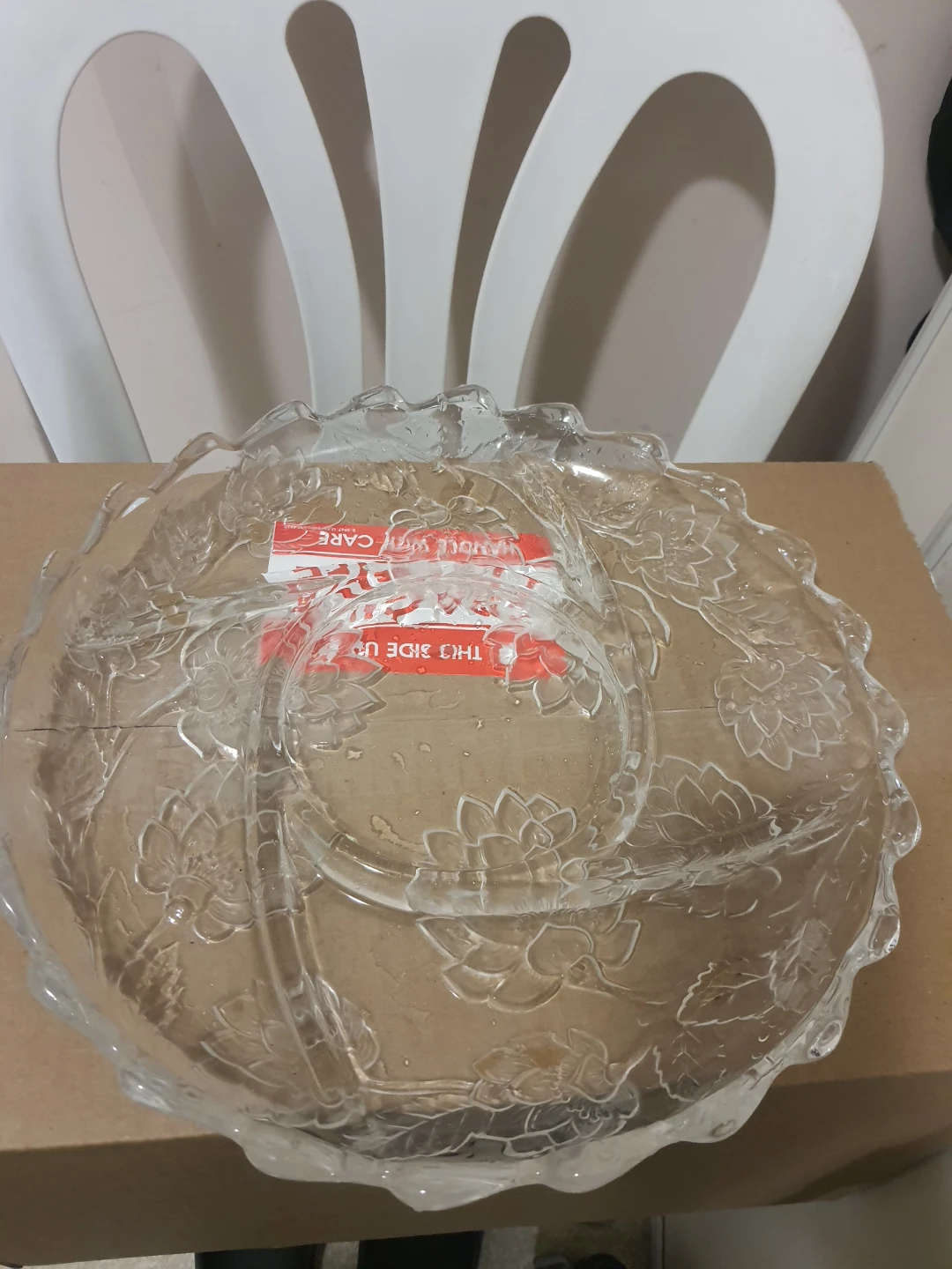 Embossed Glass Serving Bowl