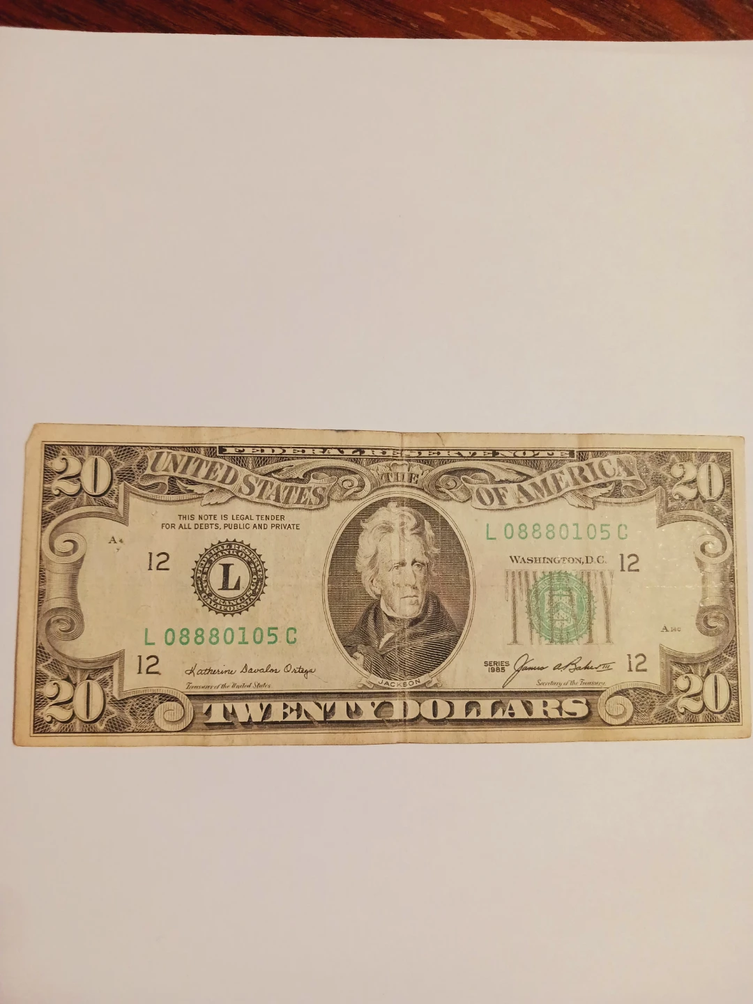1985. US $20 Banknote series L