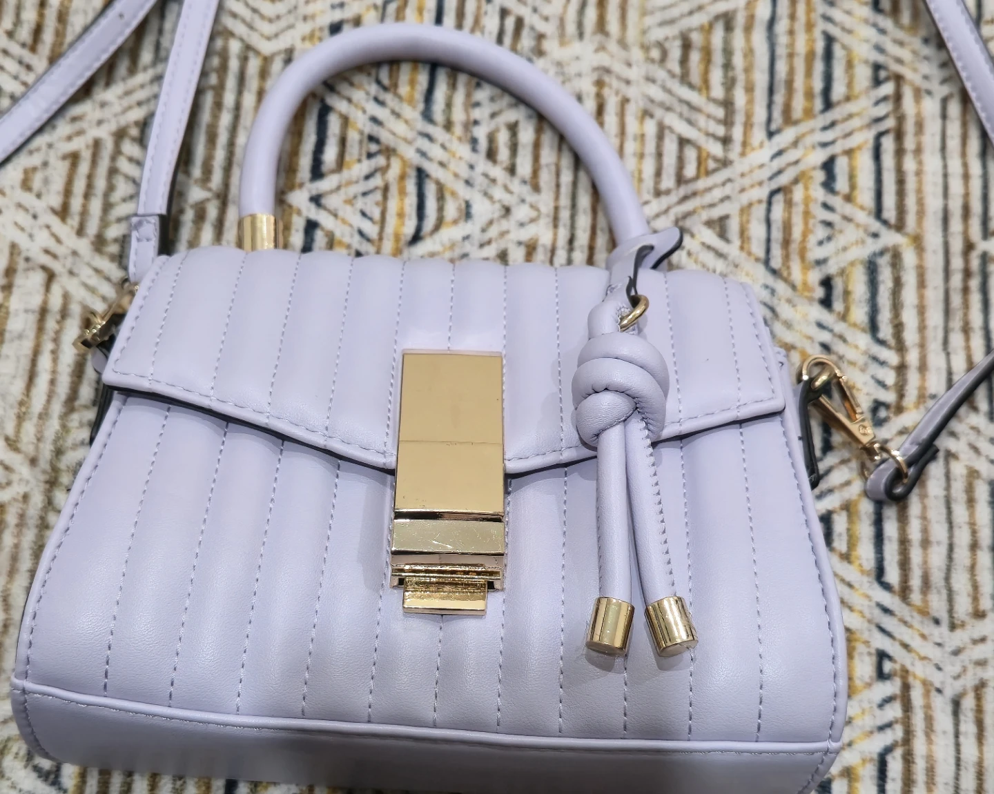 Lavender Quilted Handbag with Clasp