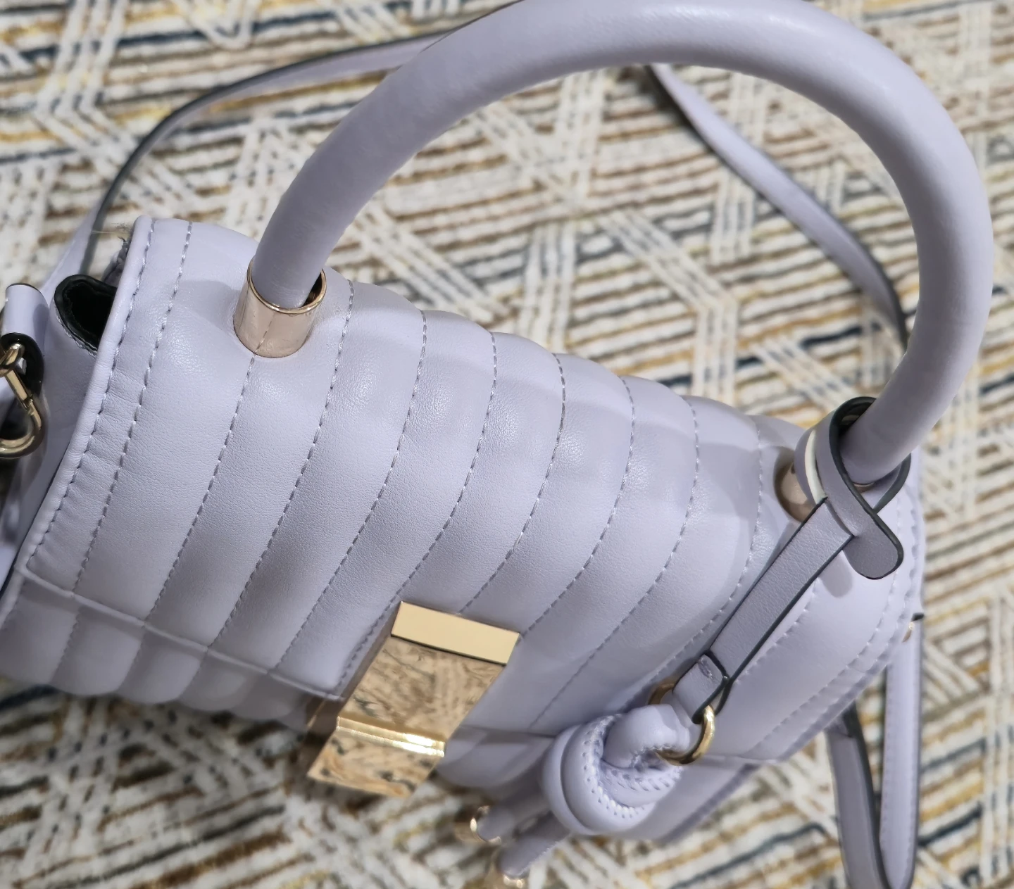 Lavender Quilted Handbag with Clasp - photo 3