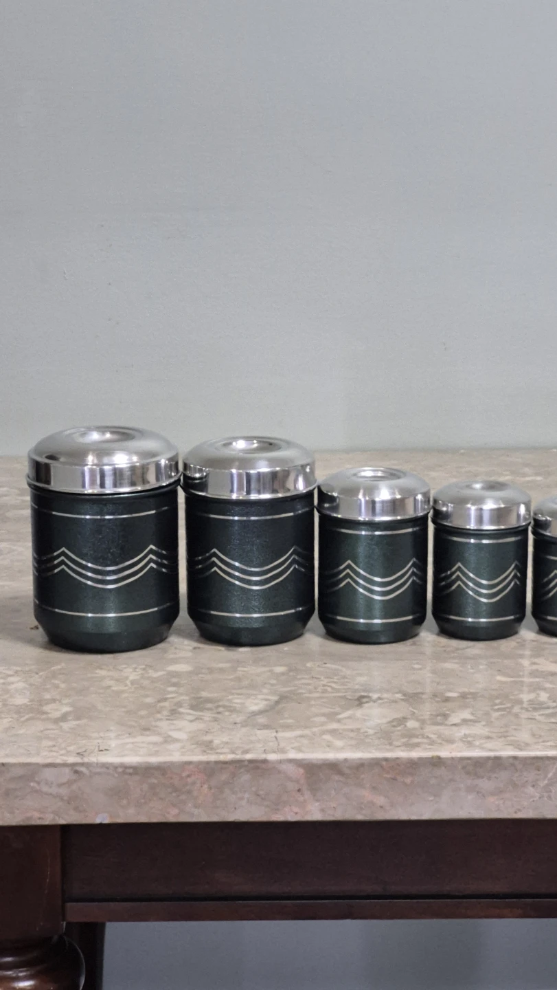 Brand new set of 5 stainless steel Storage Canisters - photo 2