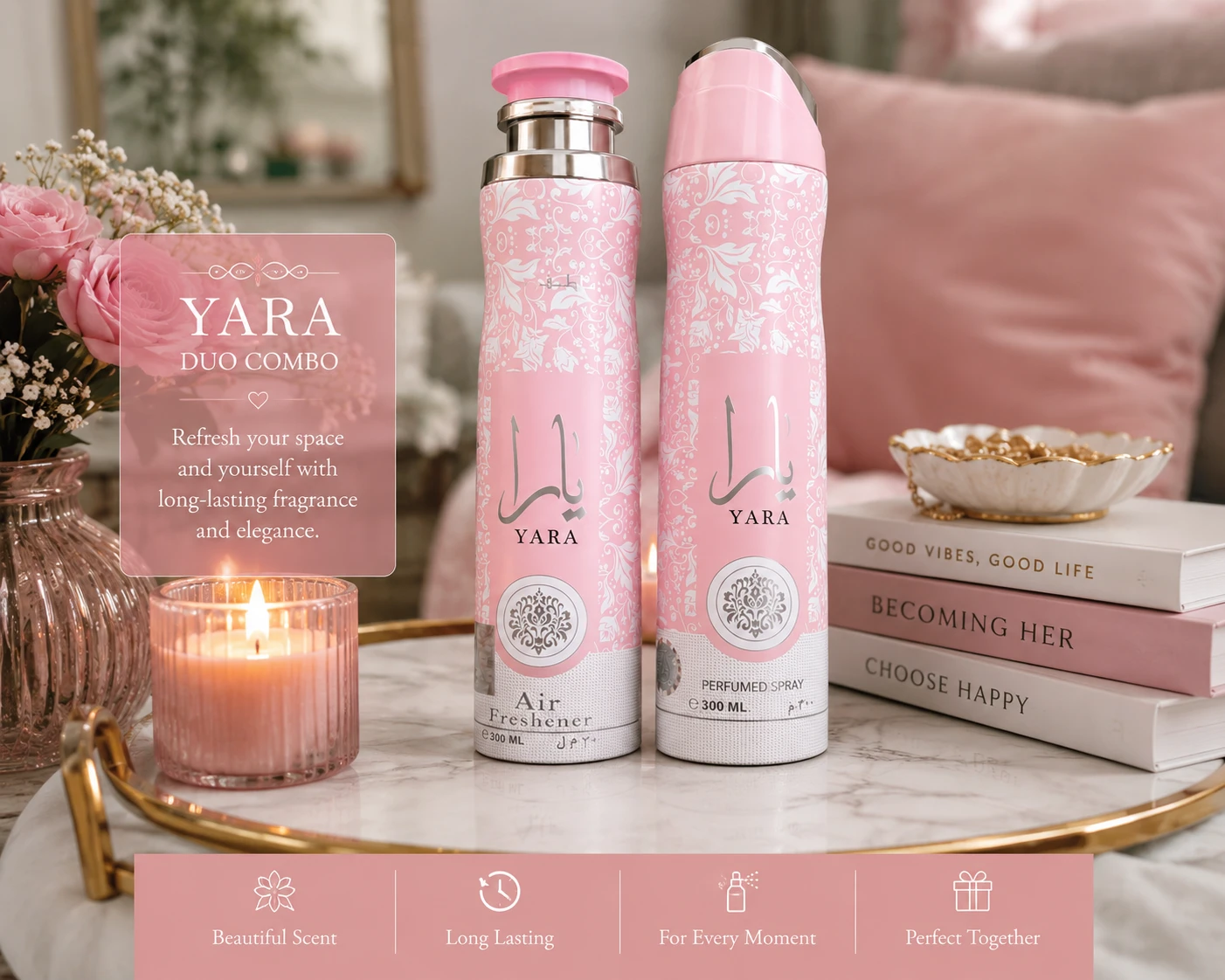 YARA Air Freshener + Perfumed Spray Bundle (300ml Each) - photo 2
