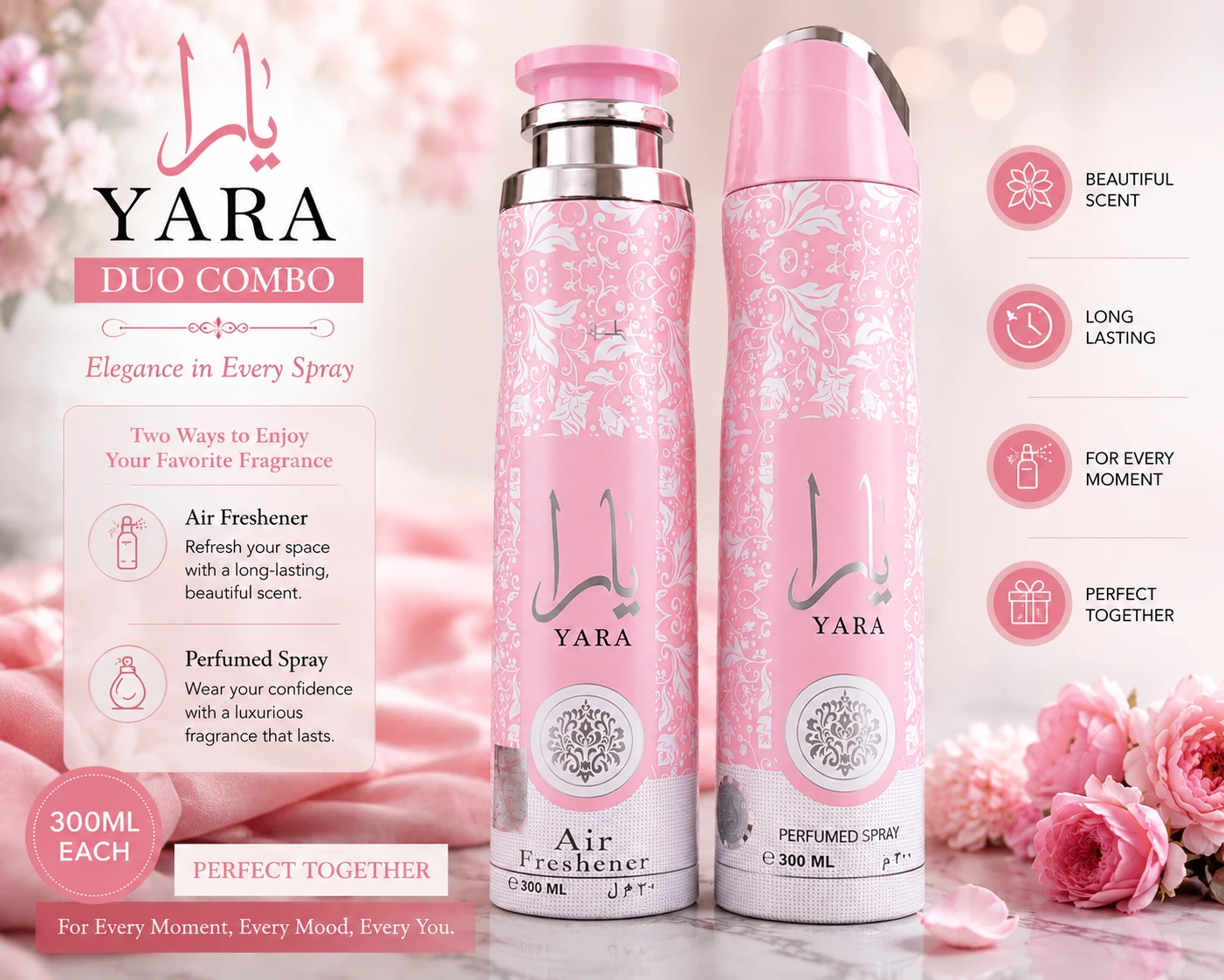 YARA Air Freshener + Perfumed Spray Bundle (300ml Each) - photo 4