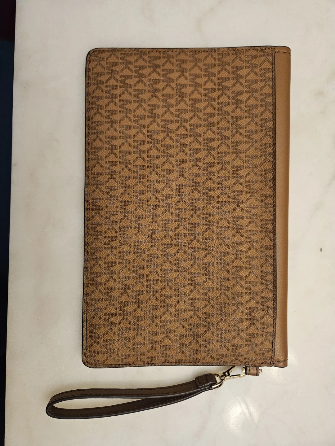 Michael Kors Brown Monogram Clutch with Wrist Strap - photo 2