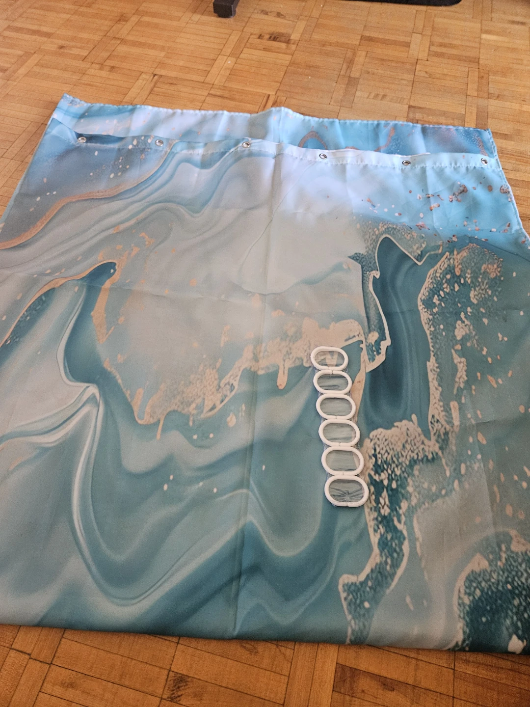 Blue Marble Shower Curtain with Hooks